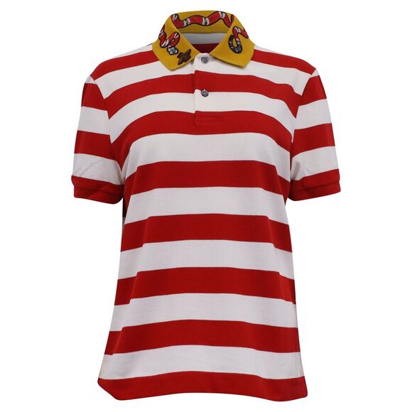 Gucci Snake Embroidery Polo Shirt in Red Cotton - Picture 1 of 7